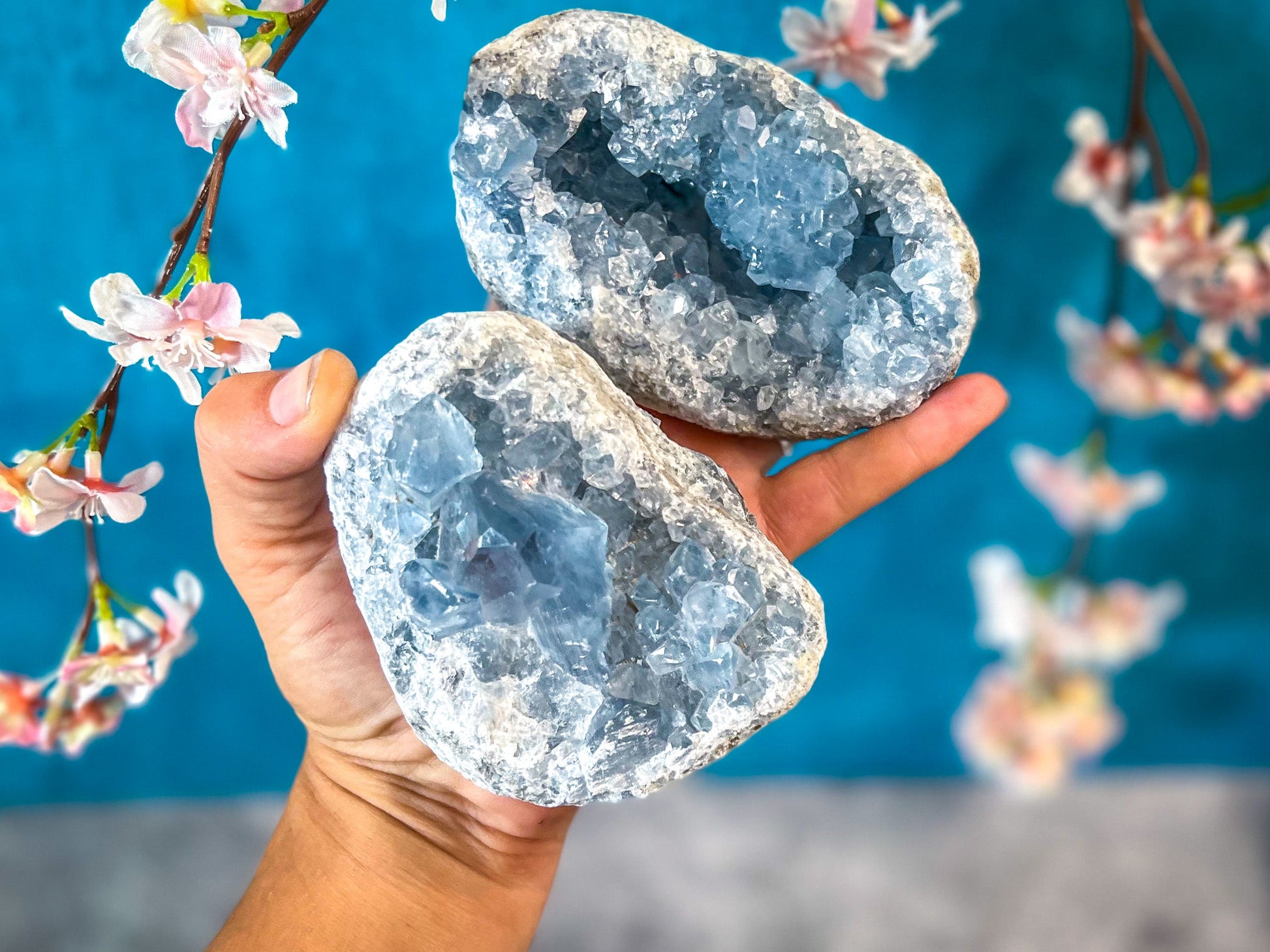 CELESTITE Clusters 450-800 Grams – 550-599 gram cluster