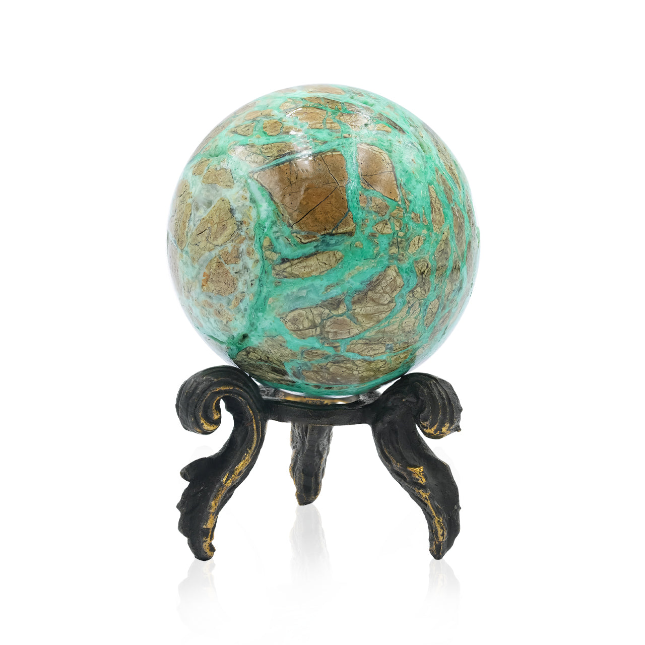 Smithsonite Display Sphere with Brass Decorative Display – Small 3 - 3.2" RP - Regular Price