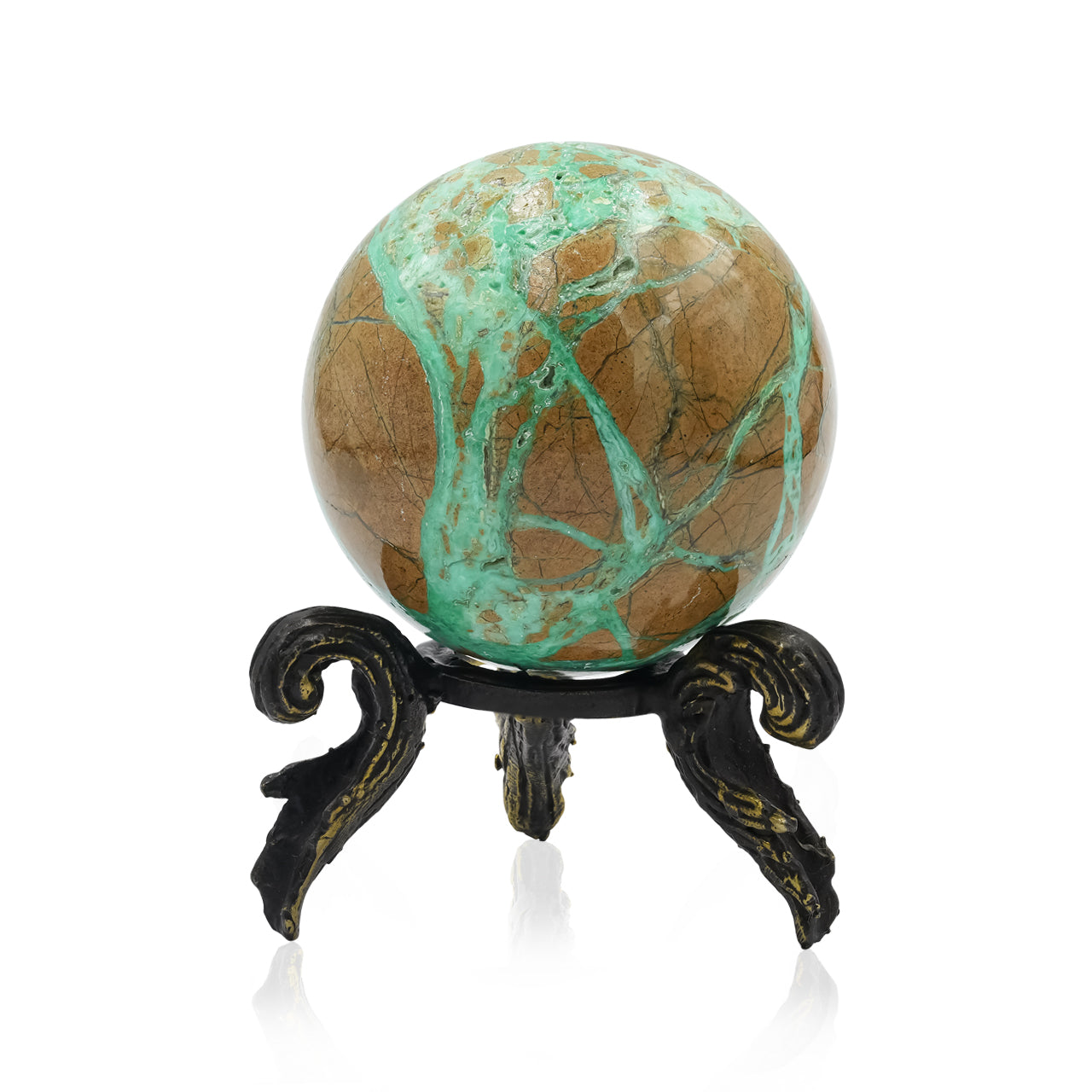 Smithsonite Display Sphere with Brass Decorative Display – RP - Regular Price