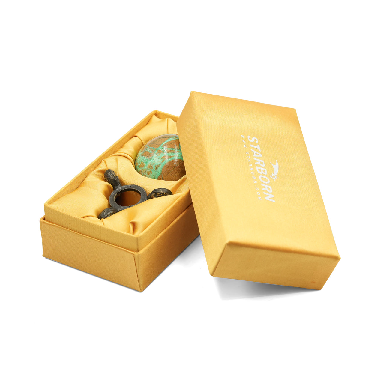 Smithsonite Display Sphere with Brass Decorative Display – RP - Regular Price