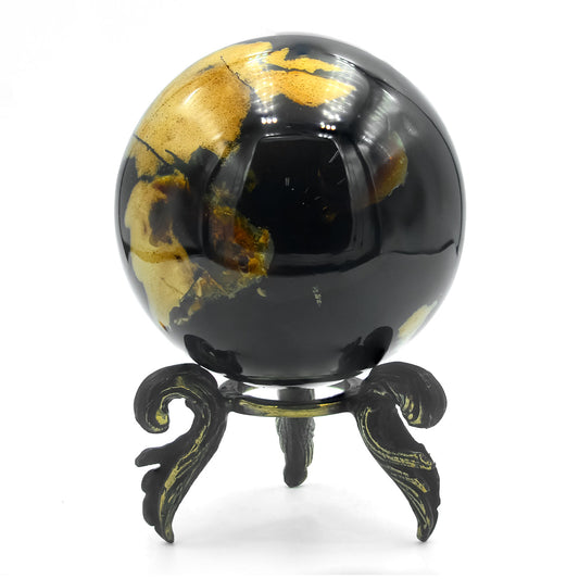 Starborn Sumatra Milk and Honey Amber Display Sphere with Brass Stand – Large RP - Regular Price