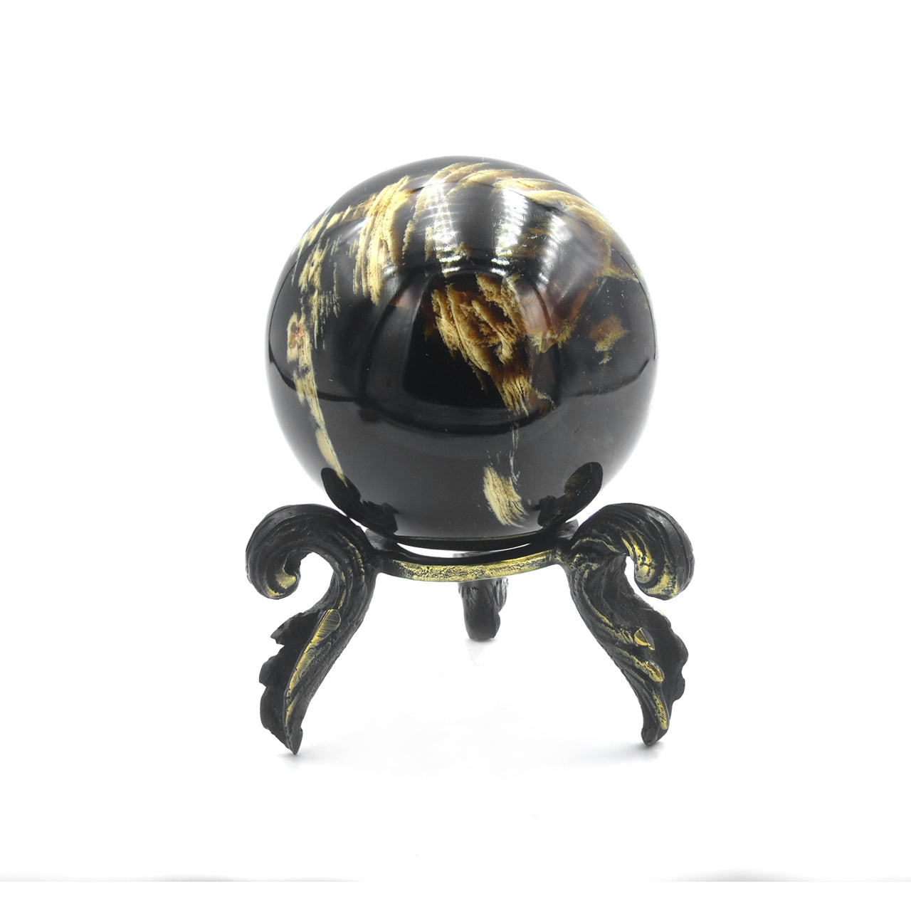 Starborn Sumatra Milk and Honey Amber Display Sphere with Brass Stand – Medium RP - Regular Price