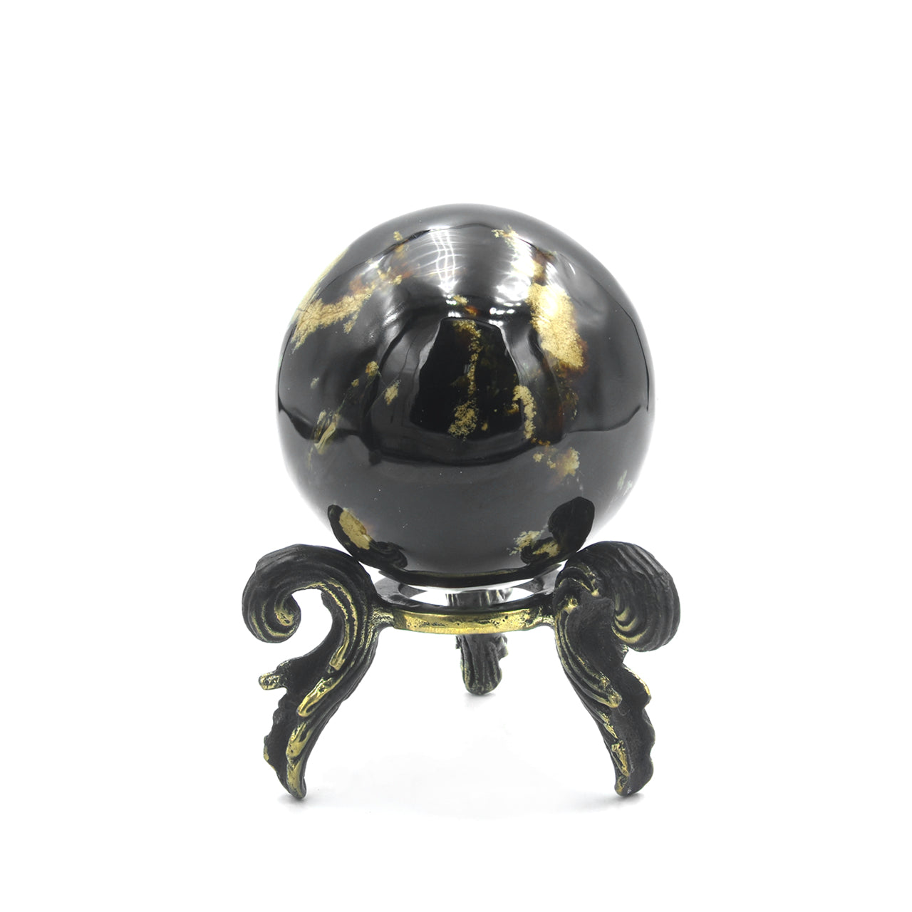 Starborn Sumatra Milk and Honey Amber Display Sphere with Brass Stand – Small RP - Regular Price