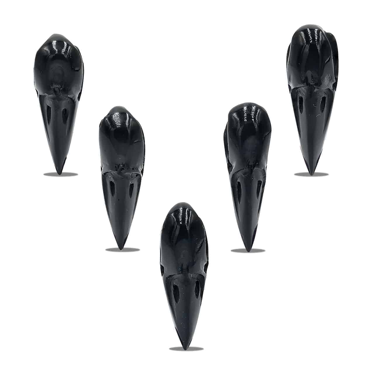 Starborn Black Tektite Hand-Carved Raven Skull 42-43mm - 1 piece