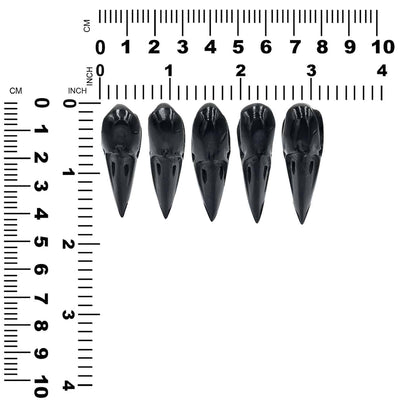 Starborn Black Tektite Hand-Carved Raven Skull 42-43mm - 1 piece