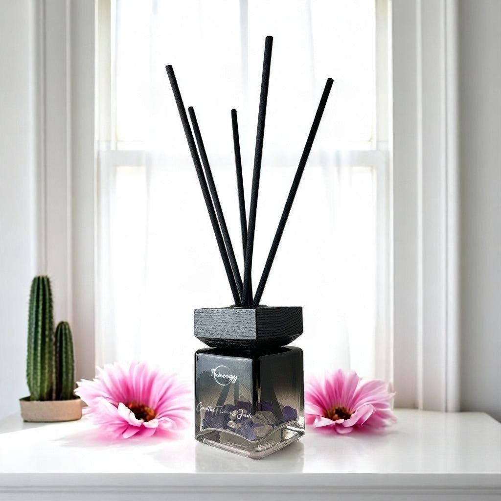 Cactus Flower and Jade Crystal-Enhanced Reed Oil Diffuser, 100ml