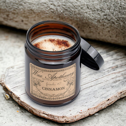 6 oz Botanical Candle in Amber Glass Jar - Cinnamon