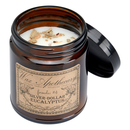 6 oz Botanical Candle in Amber Glass Jar - Silver-Dollar Eucalyptus