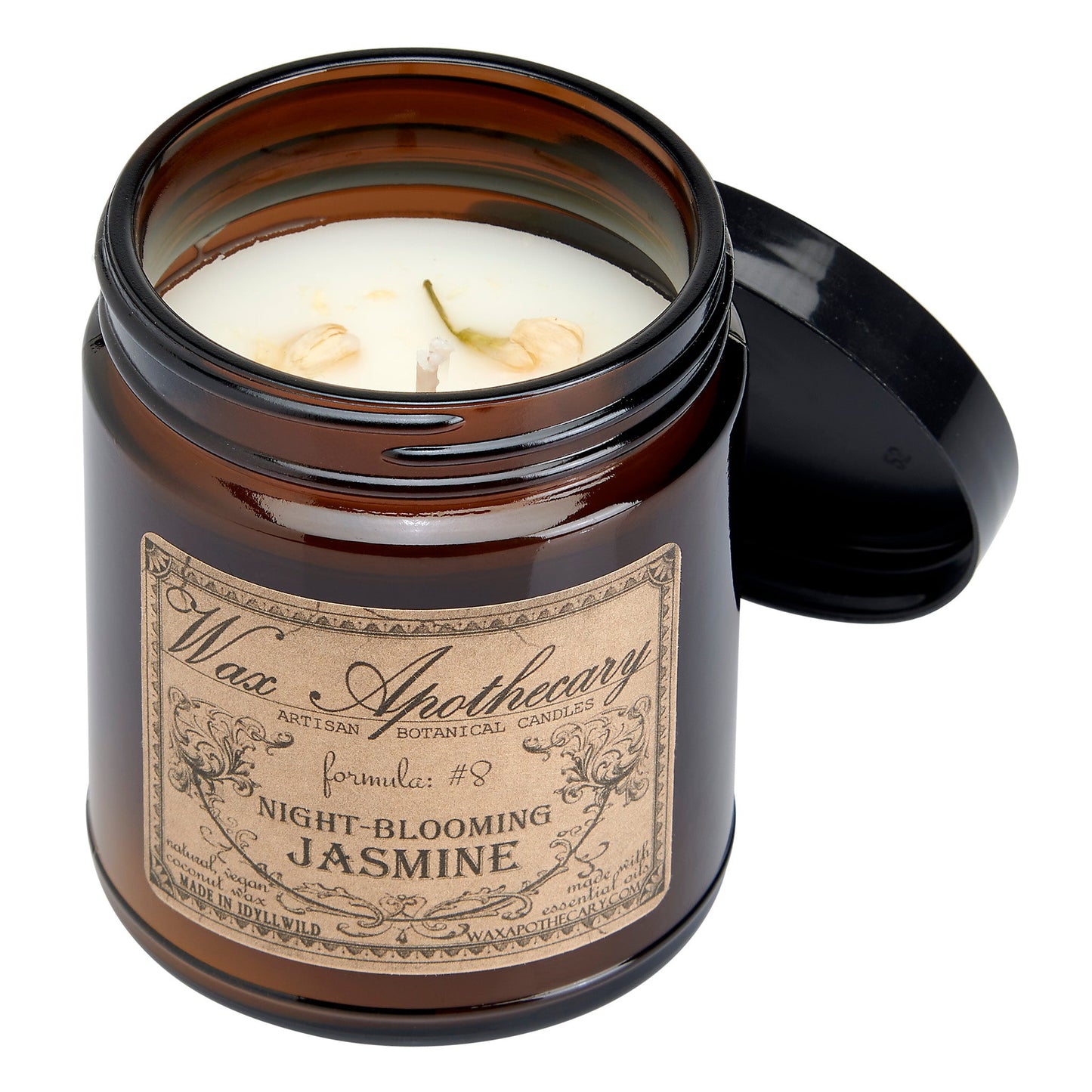 6 oz Botanical Candle in Amber Glass Jar - Night-Blooming Jasmine – Candle