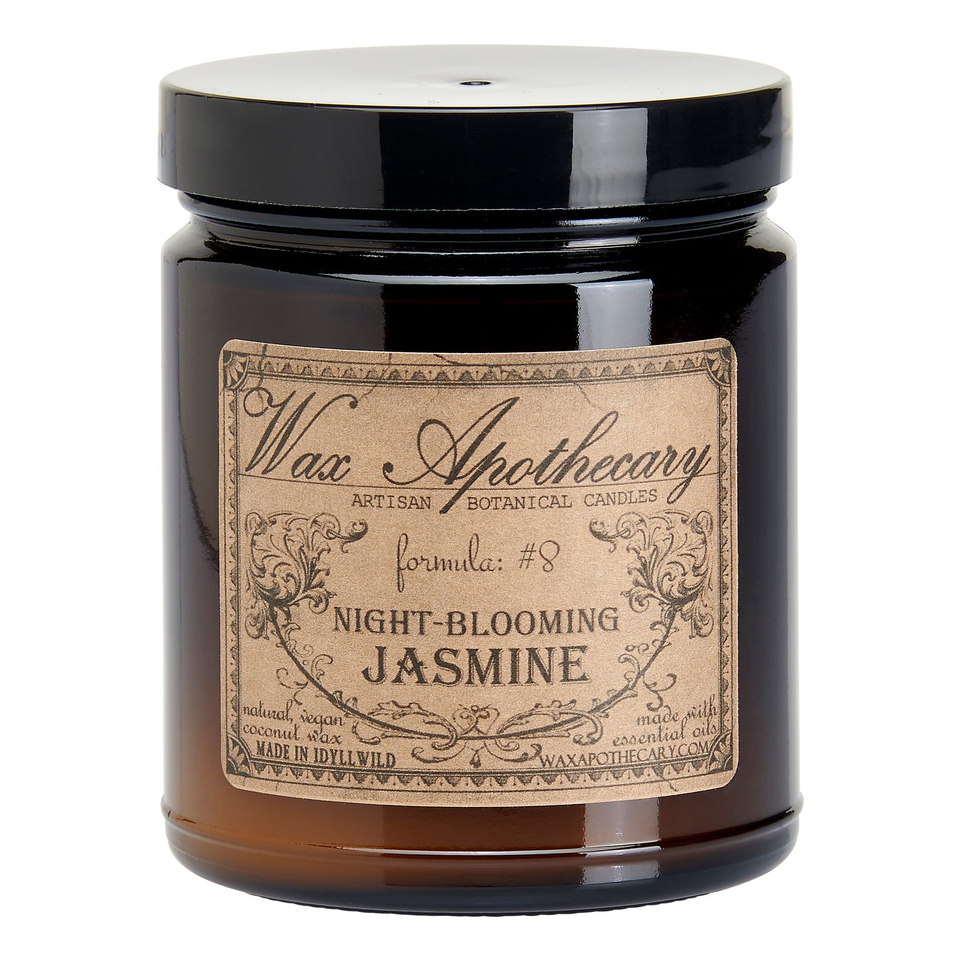 6 oz Botanical Candle in Amber Glass Jar - Night-Blooming Jasmine – Candle