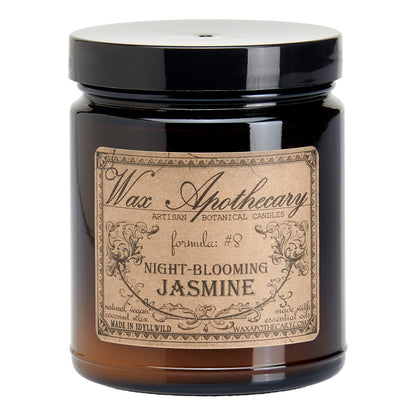 6 oz Botanical Candle in Amber Glass Jar - Night-Blooming Jasmine – Candle