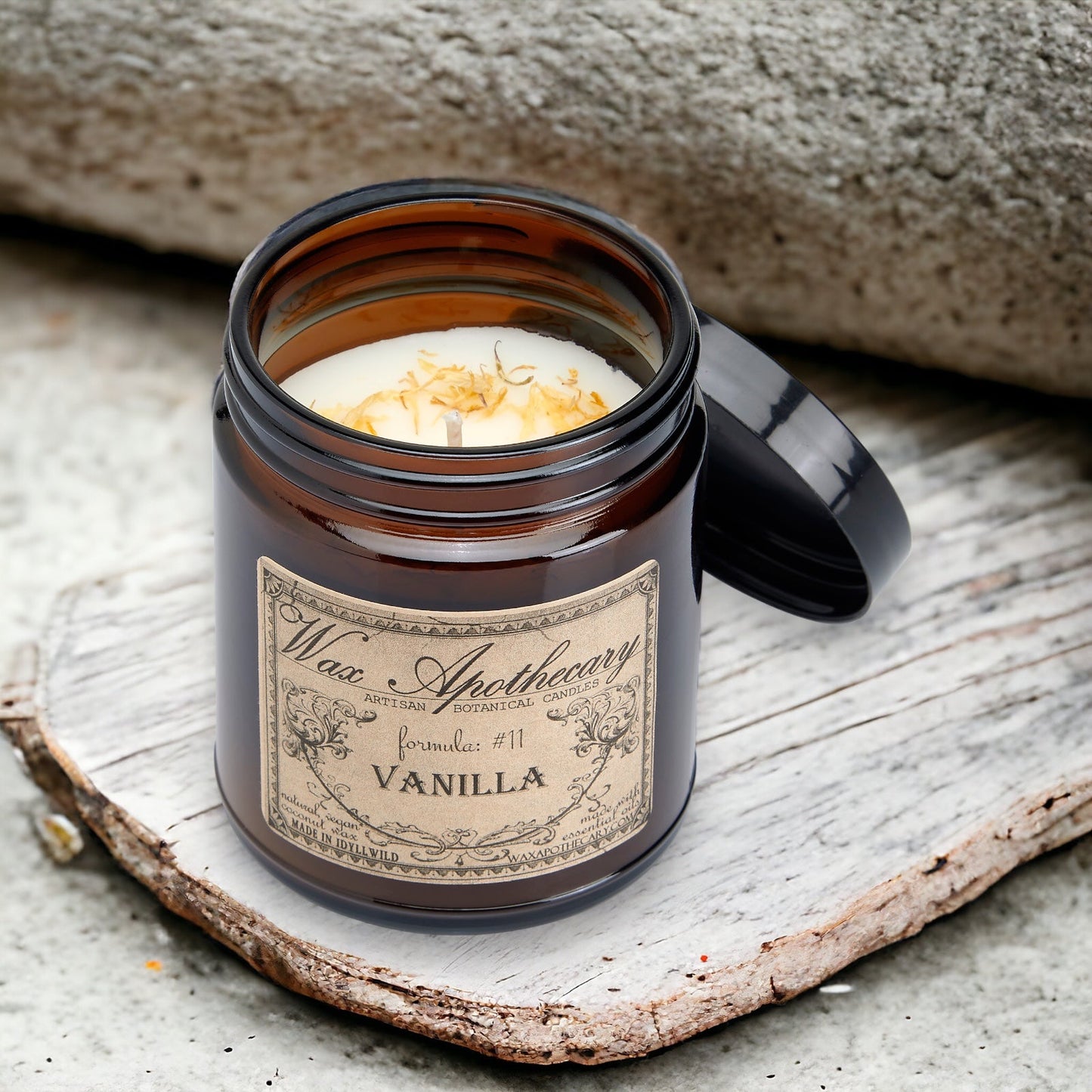 6 oz Botanical Candle in Amber Glass Jar - Vanilla – Candle