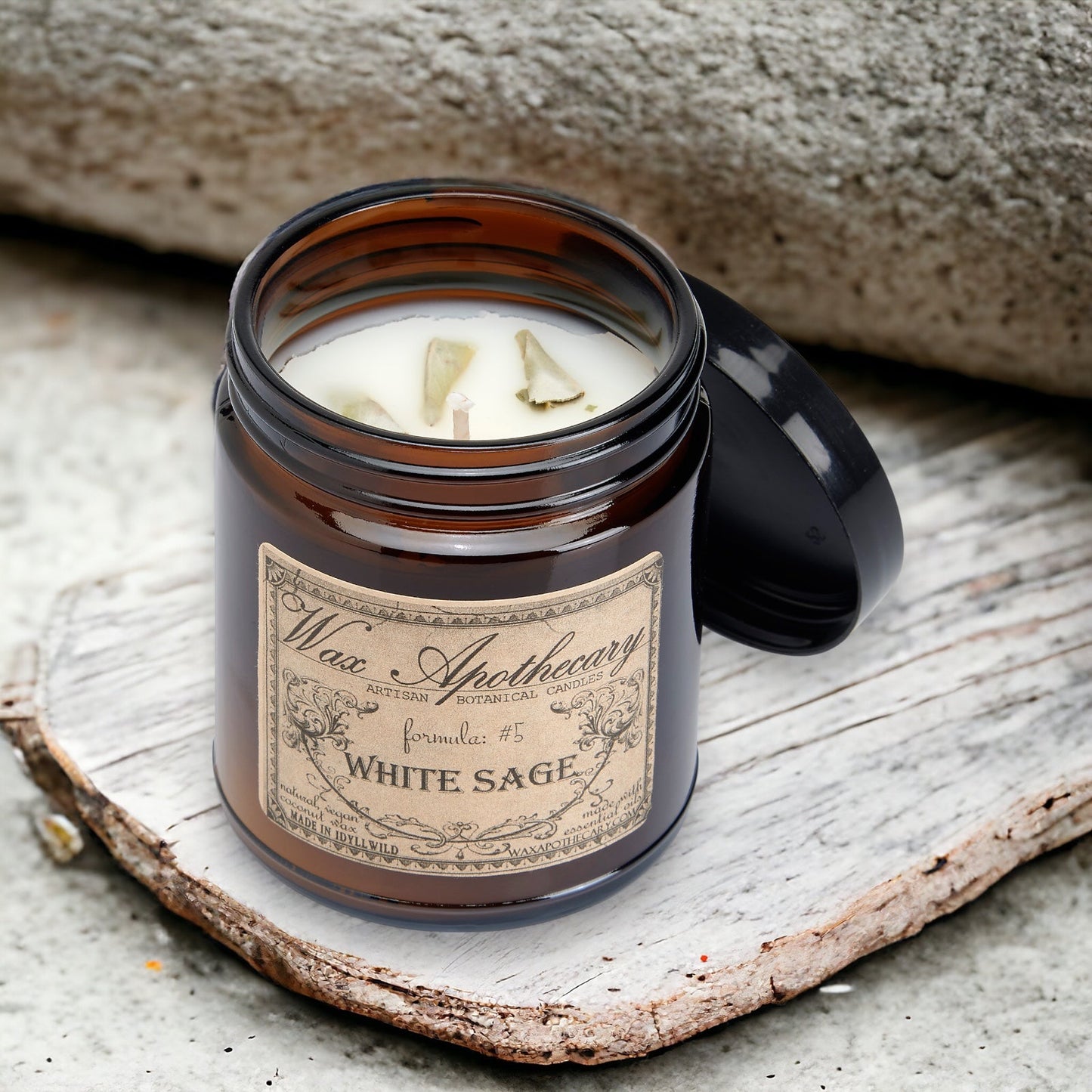 6 oz Botanical Candle in Amber Glass Jar - Sage