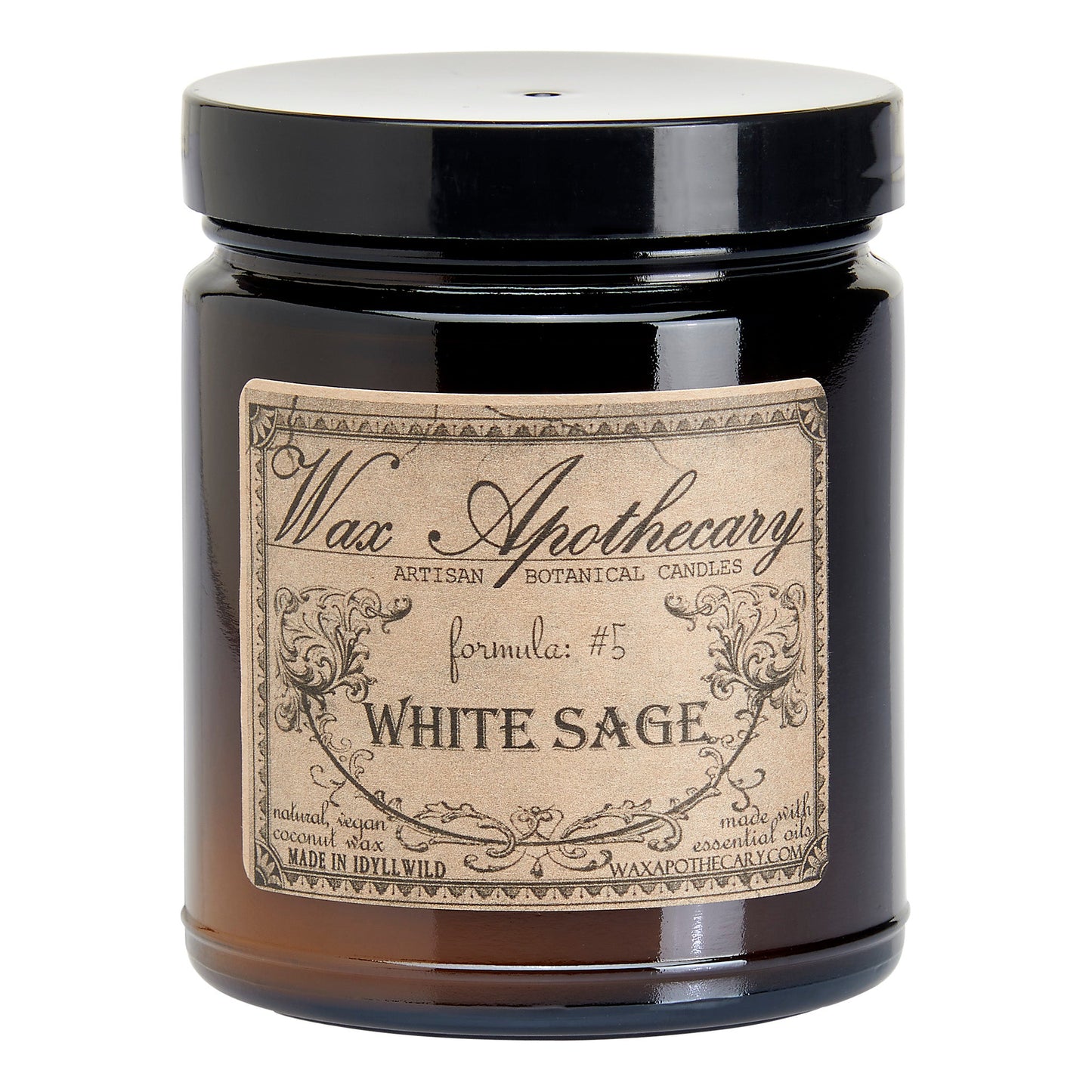 6 oz Botanical Candle in Amber Glass Jar - Sage
