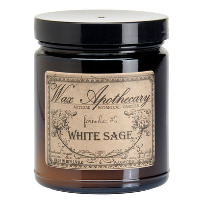 6 oz Botanical Candle in Amber Glass Jar - Sage