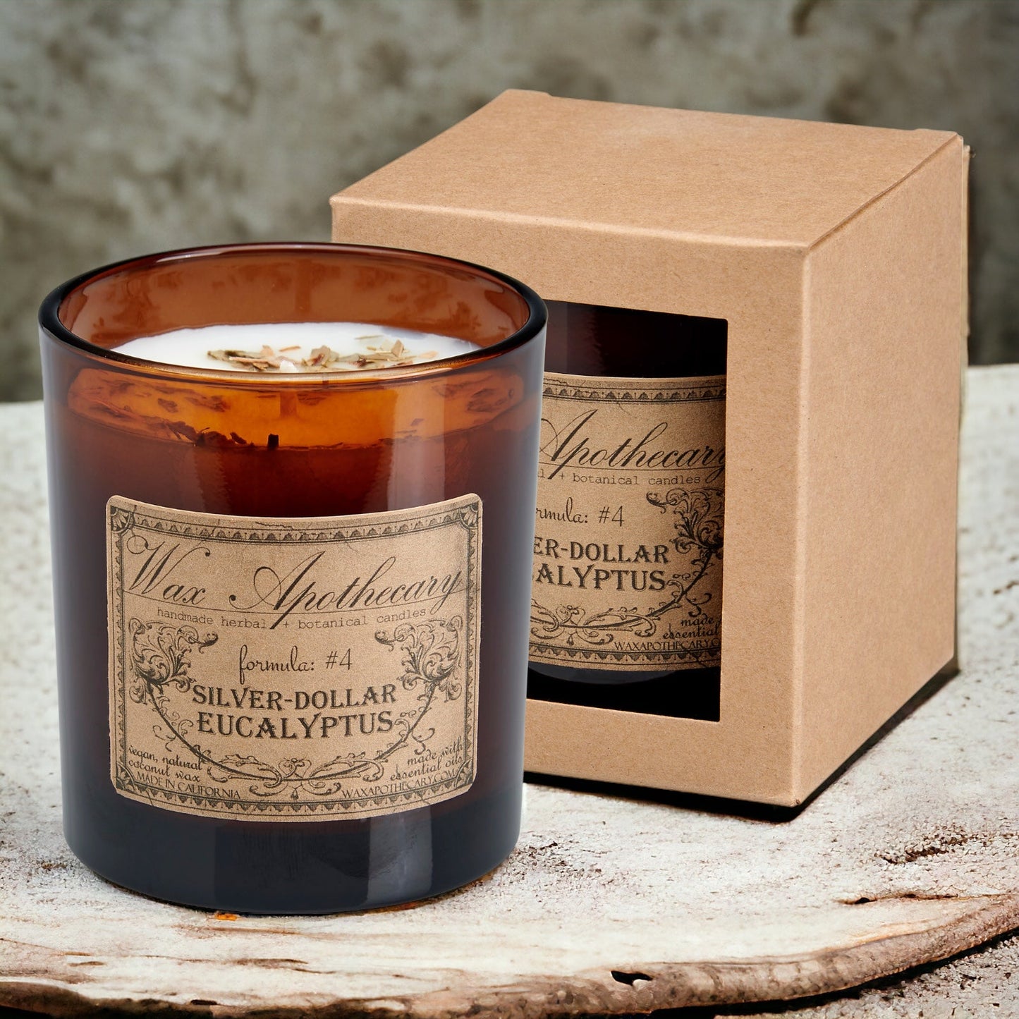 9 oz Silver-Dollar Eucalyptus Artisan Amber Glass Candle – Candle