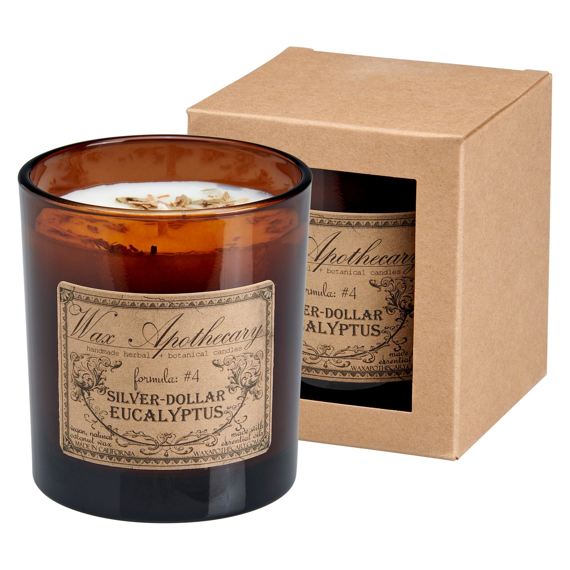9 oz Silver-Dollar Eucalyptus Artisan Amber Glass Candle – Candle