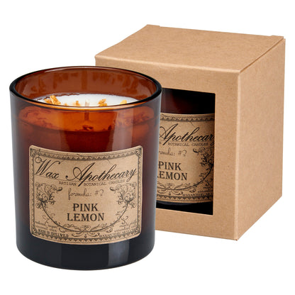 9 oz Pink Lemon Artisan Amber Glass Candle – Candle
