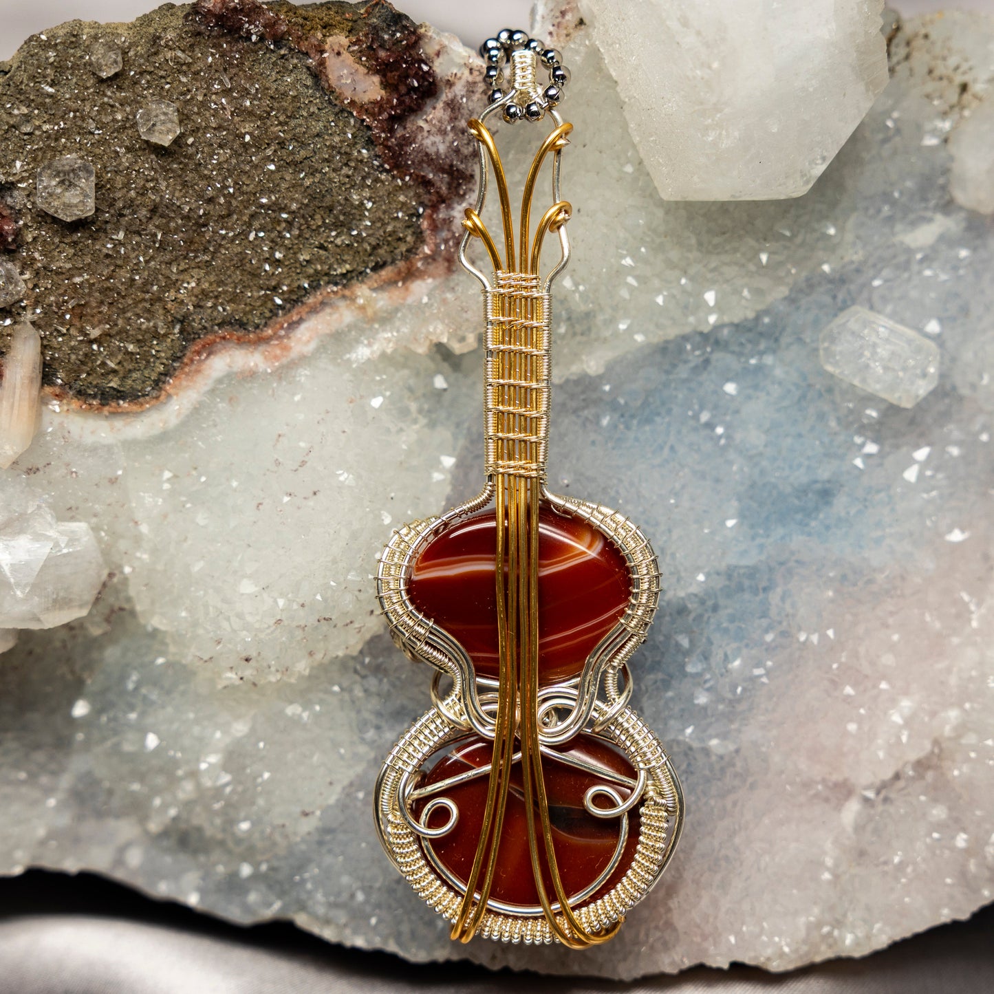 Carnelian Agate "Fiddle" Wire Wrap Crystal Pendant – Wire Wraps