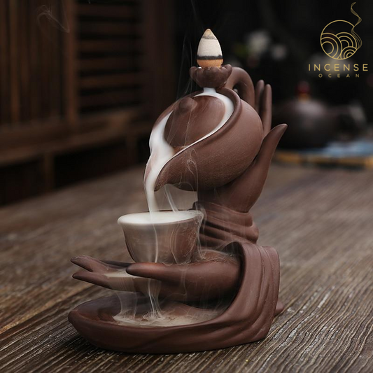 Ceramic Hand Waterfall Incense Burner