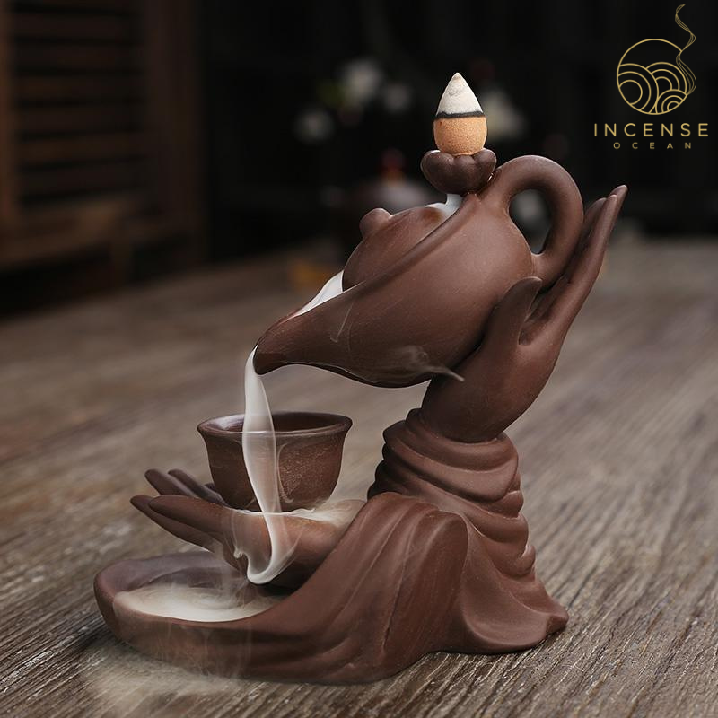 Ceramic Hand Waterfall Incense Burner