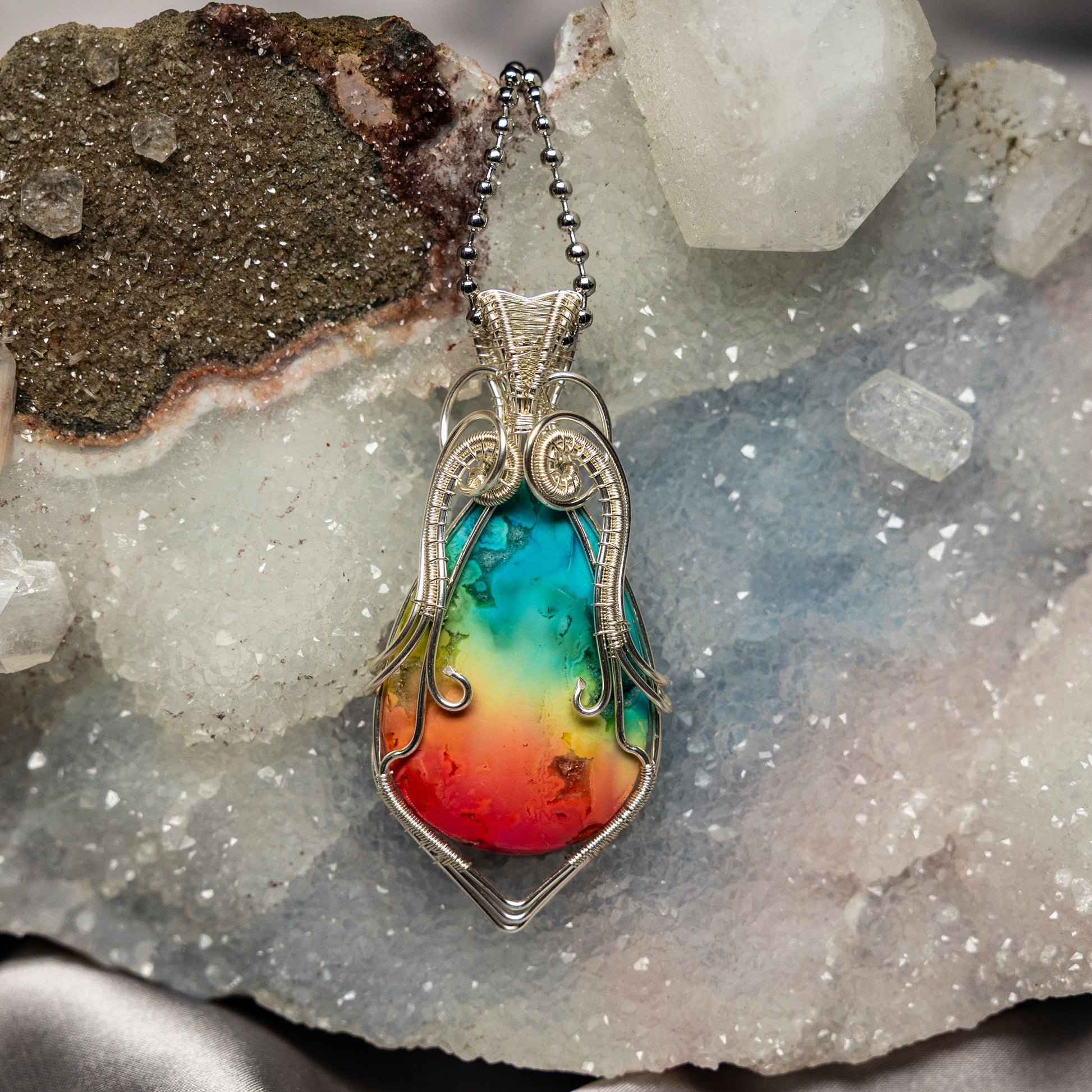 Chakra Agate Wire Wrap Crystal Pendant – Wire Wraps