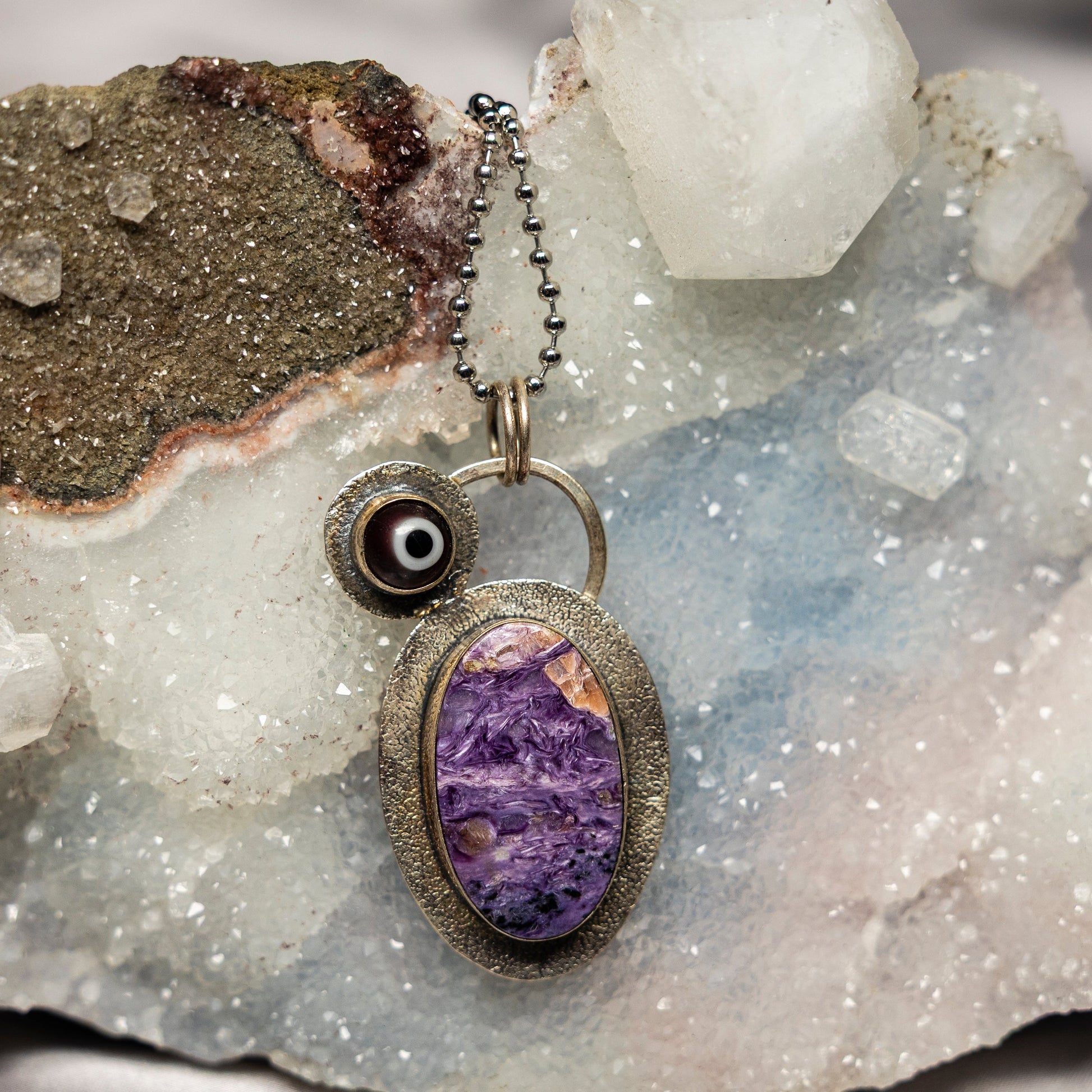 Charoite On 925 Silver Pendant – 925 Sterling Silver