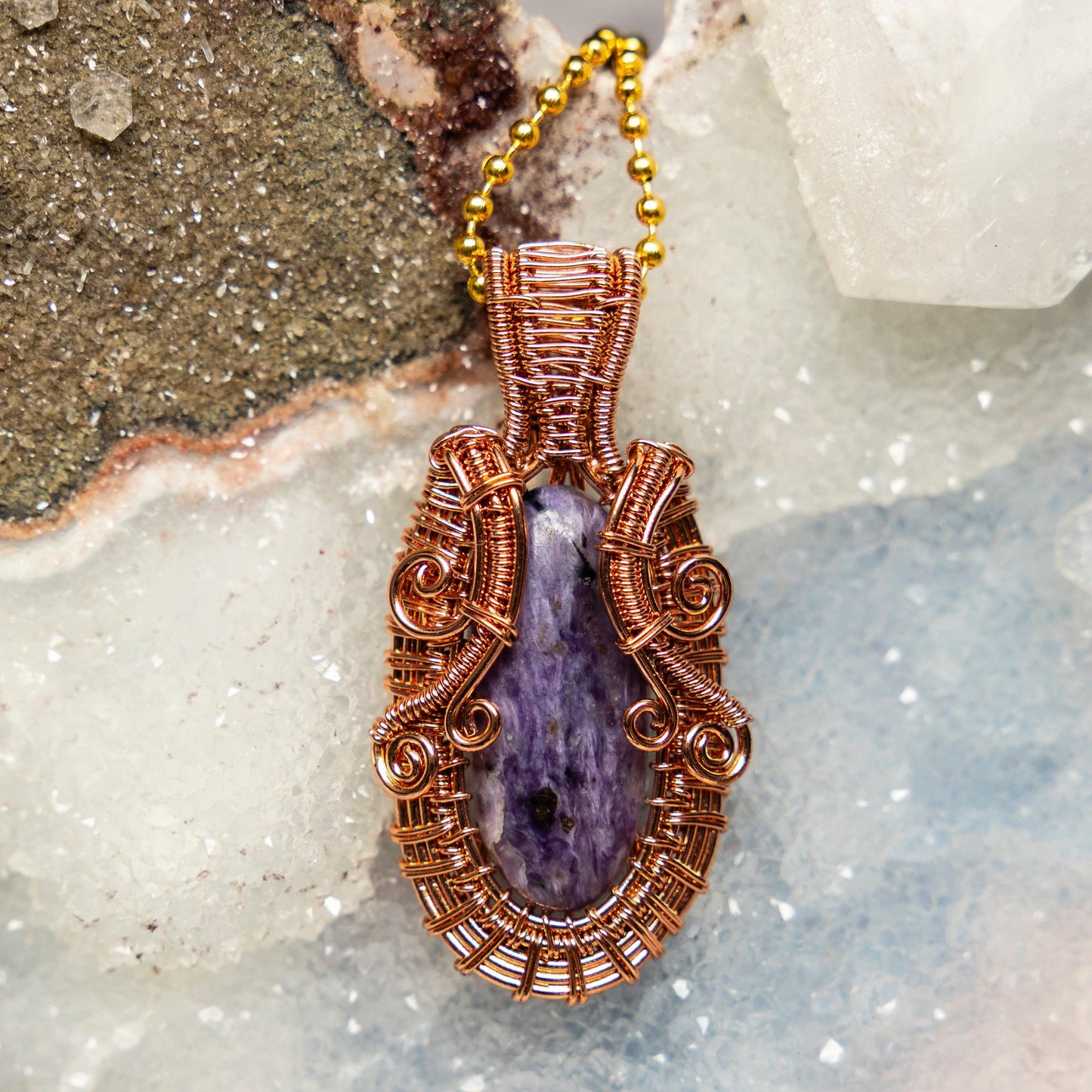 Charoite Wire Wrap Crystal Pendant – Wire Wraps