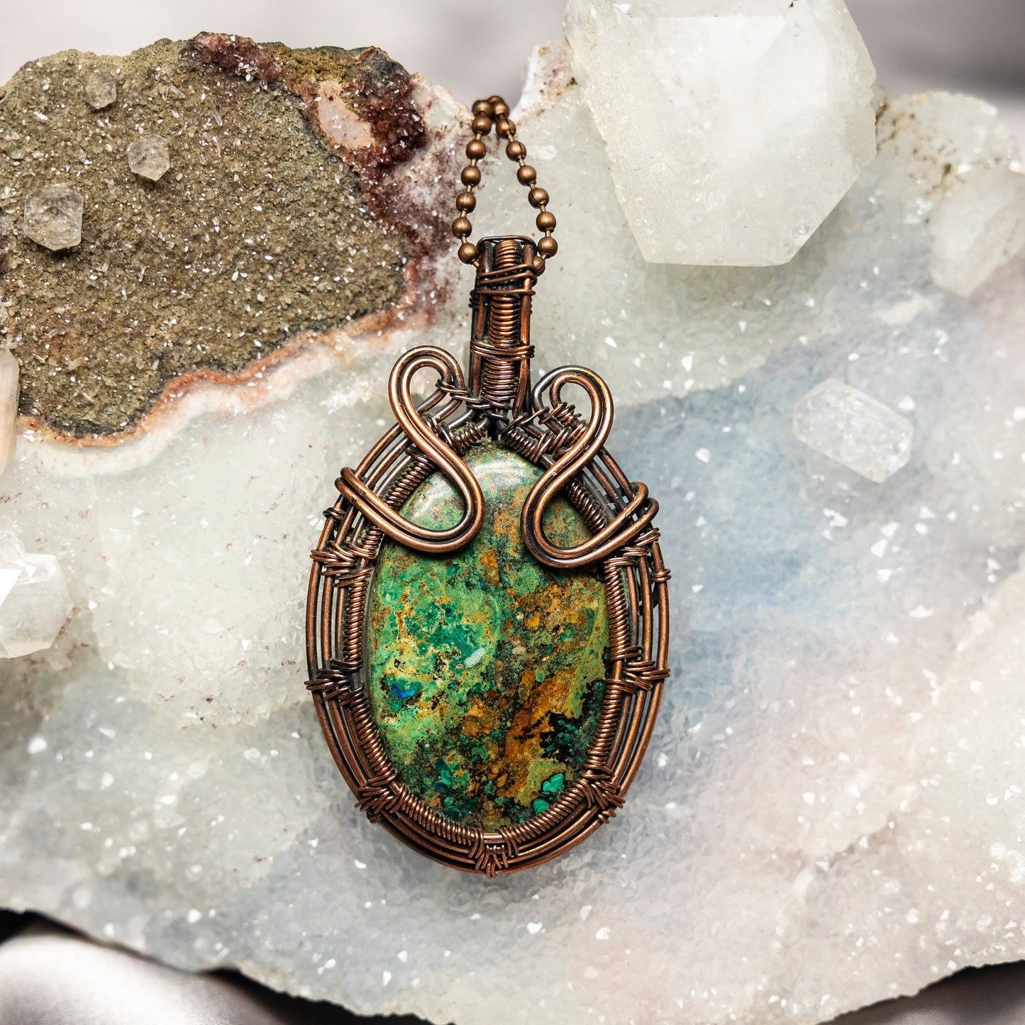 Chrysocolla Wire Wrap Crystal Pendant – Wire Wraps