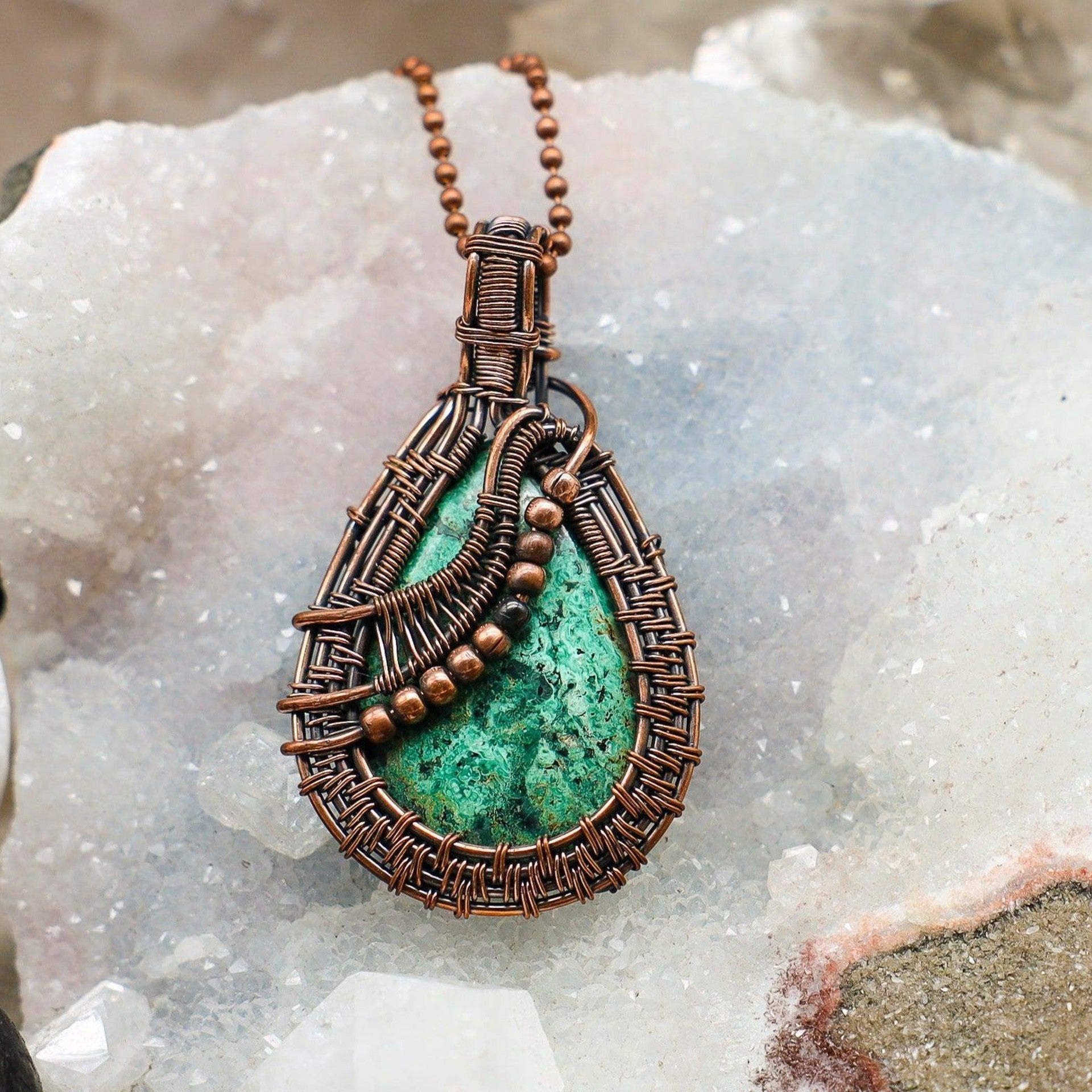 Chrysocolla Wire Wrap Crystal Pendant – Wire Wraps