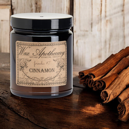 6 oz Botanical Candle in Amber Glass Jar - Cinnamon