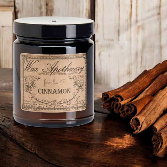 6 oz Botanical Candle in Amber Glass Jar - Cinnamon – Candle