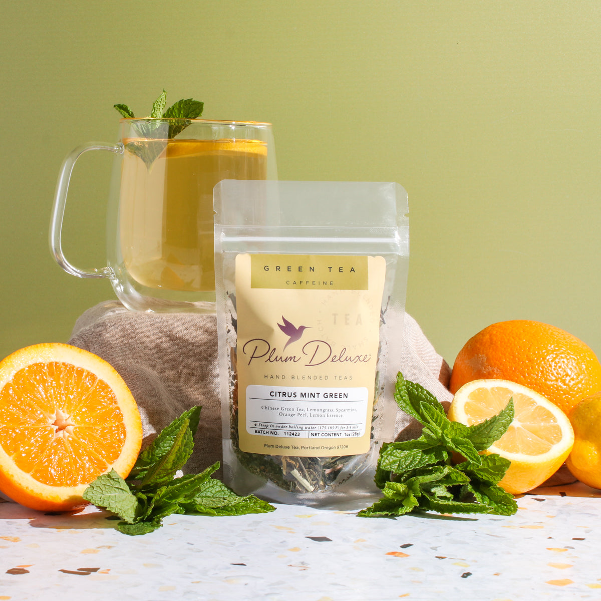 Citrus Mint Green Tea – Lemon, Orange, Lemongrass & Mint | Loose Leaf – 4oz ($28)