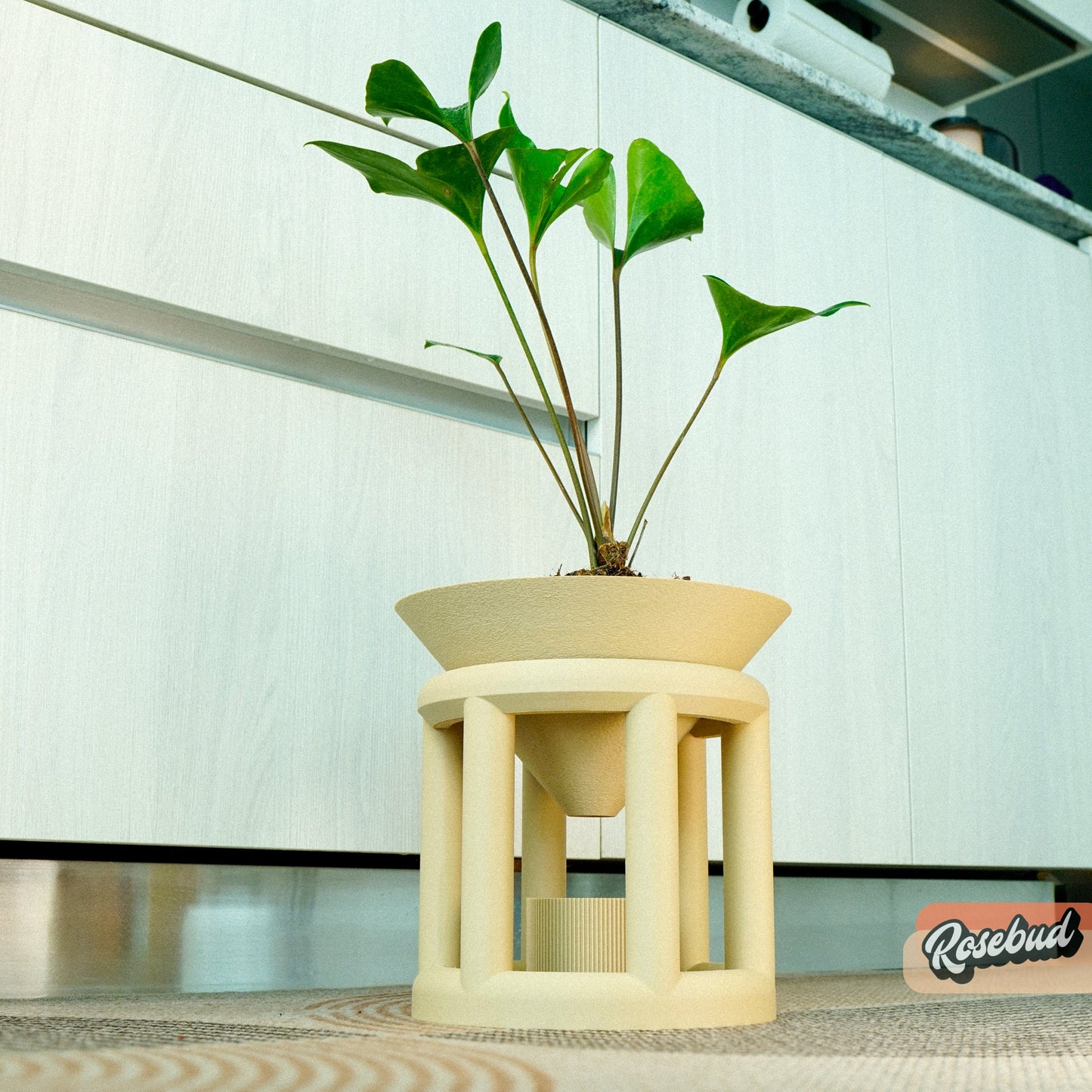 Conduit Plant Stand with Planter & Catch – Beige Pots & Planters