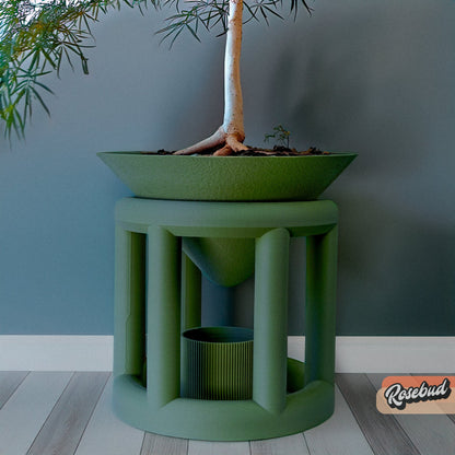 Conduit Plant Stand with Planter & Catch – Green Pots & Planters