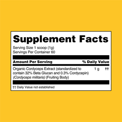 Cordyceps Mushroom Extract Powder – 10,000mg for Energy & Performance