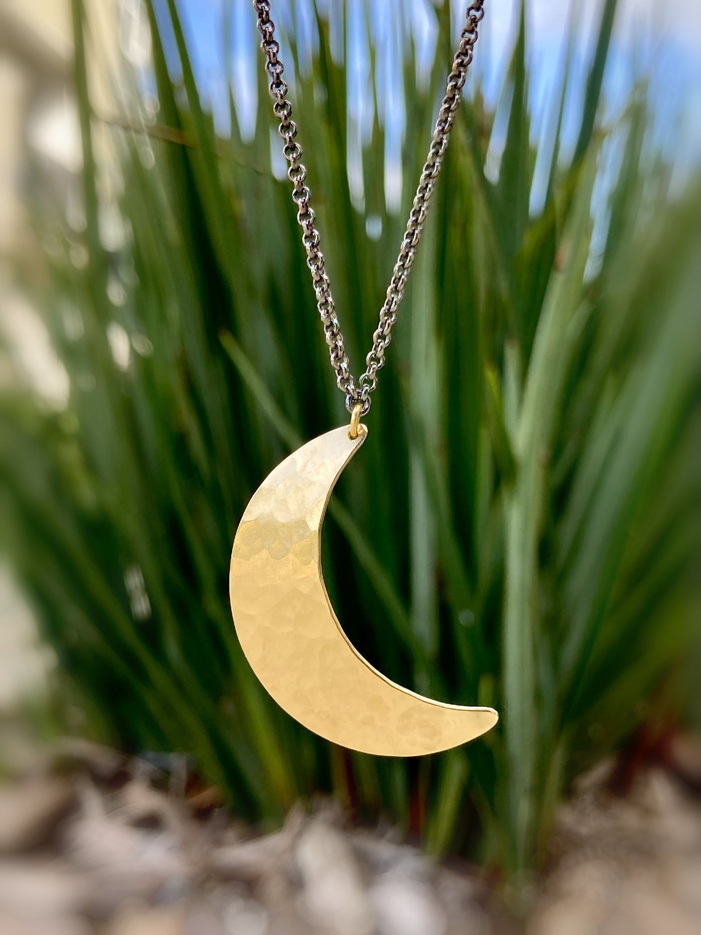 Crescent Moon Necklace in Brass | Moon Phase Necklace – necklaces