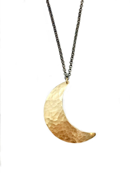 Crescent Moon Necklace in Brass | Moon Phase Necklace – necklaces