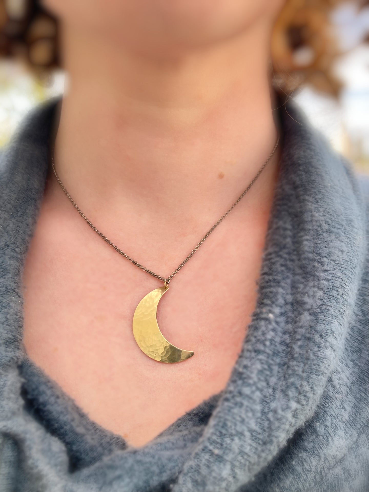 Crescent Moon Necklace in Brass | Moon Phase Necklace – necklaces