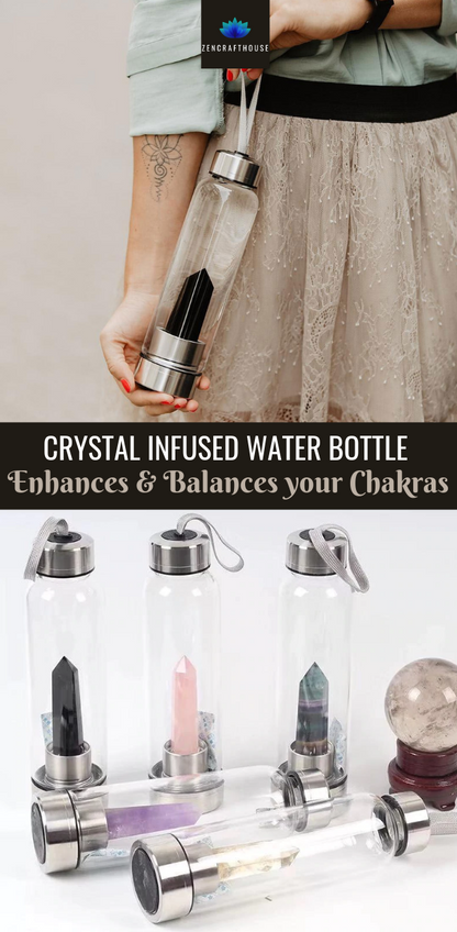 Crystal Infused Glass Water Bottle – 550ml