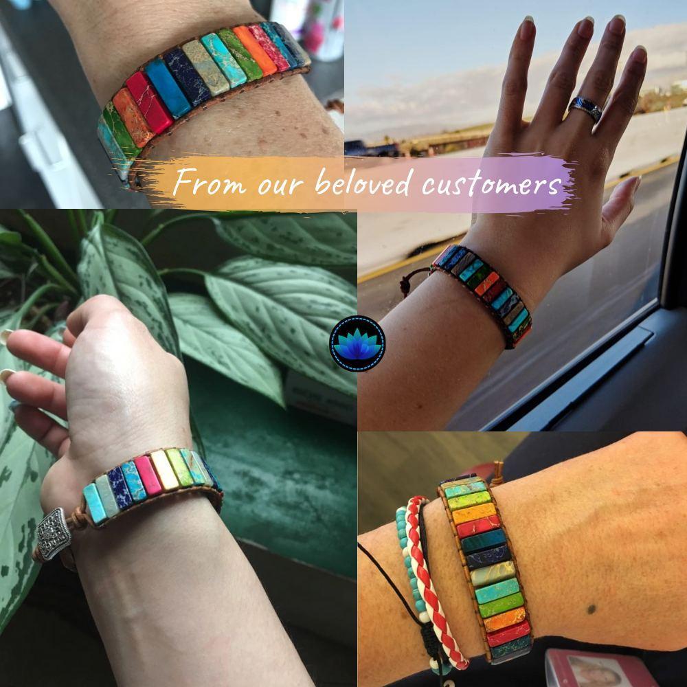 Color Burst Jasper Chakra Bracelet – Adjustable Leather