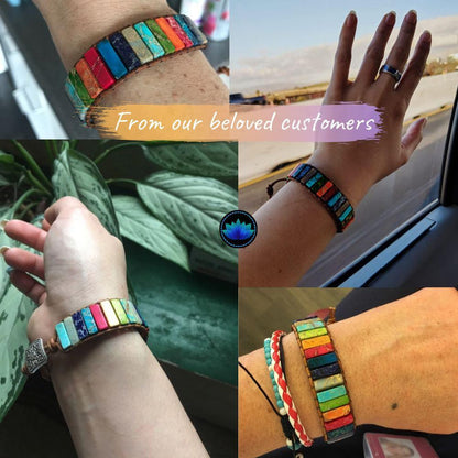 Color Burst Jasper Chakra Bracelet – Adjustable Leather