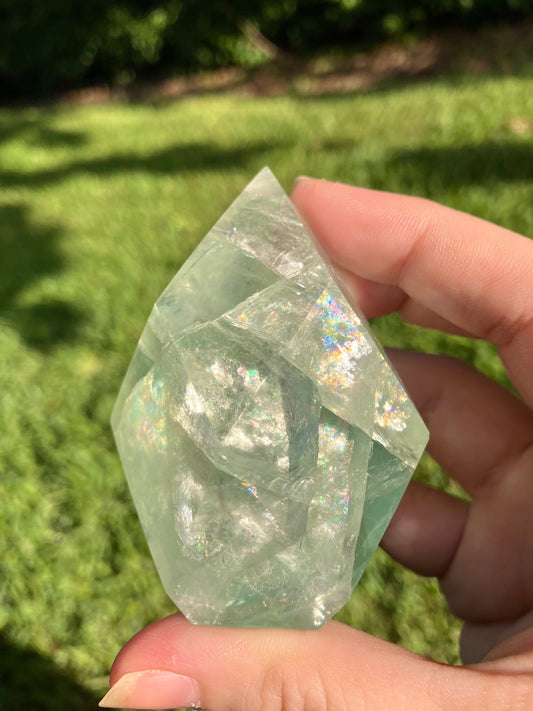Green Fluorite Faceted Flame –