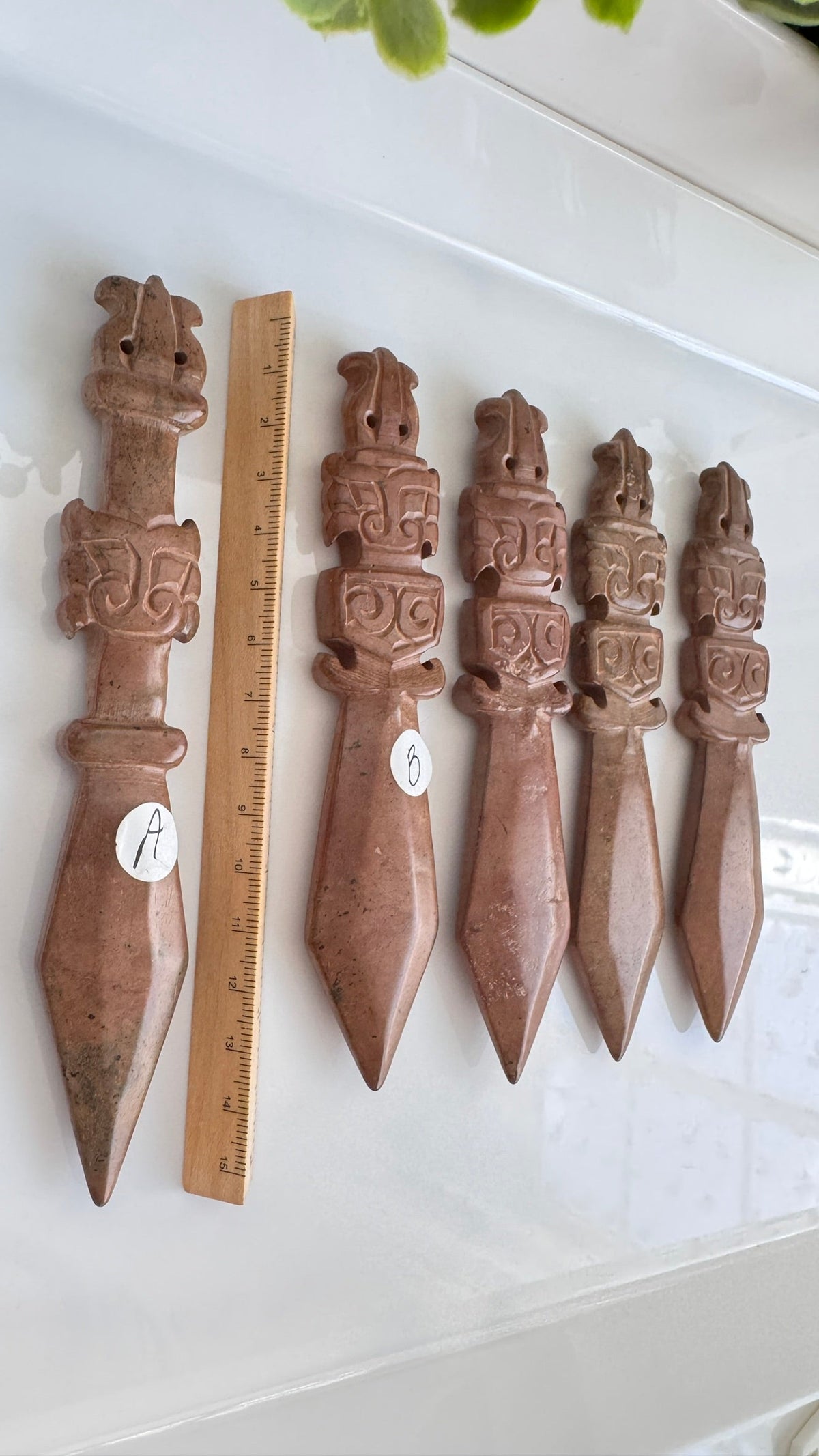 Hand-Carved Jade Tiger Athame – 6" Ritual Knife for Strength