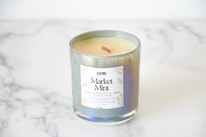 Peppermint Eucalyptus Candle - 8oz Beeswax Mint – non toxic candle