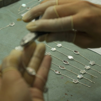 Constant Guardian Evil Eye Malachite Silver Bracelet