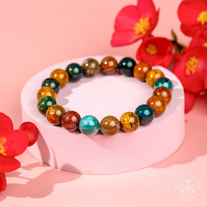Ocean Jasper Bracelet – Natural Stone Beaded – Bracelet