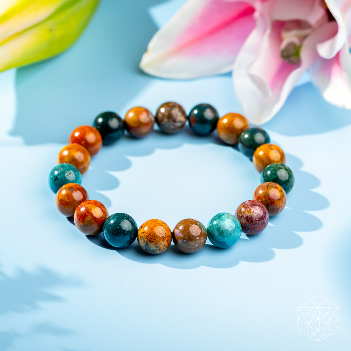 Ocean Jasper Bracelet – Natural Stone Beaded – Bracelet