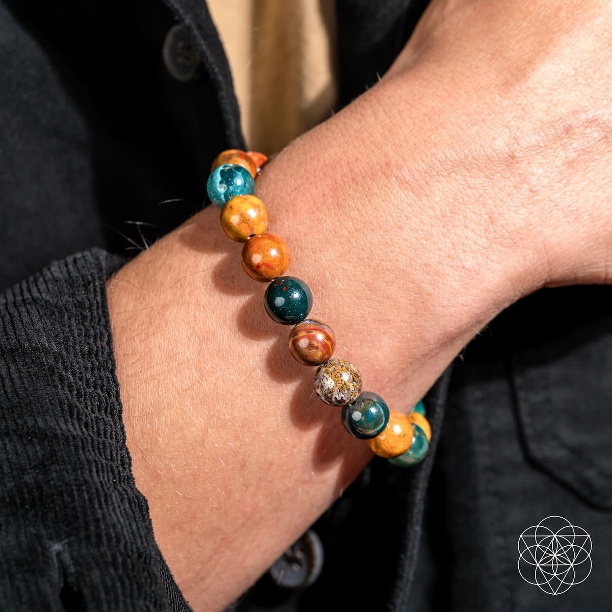 Ocean Jasper Bracelet – Natural Stone Beaded – Bracelet