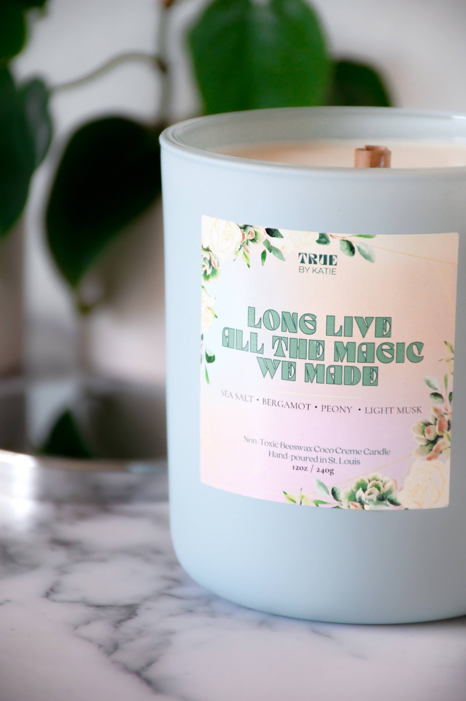 Sea Salt Peony Candle - Coastal Spa Beeswax 8-12oz – non toxic candle